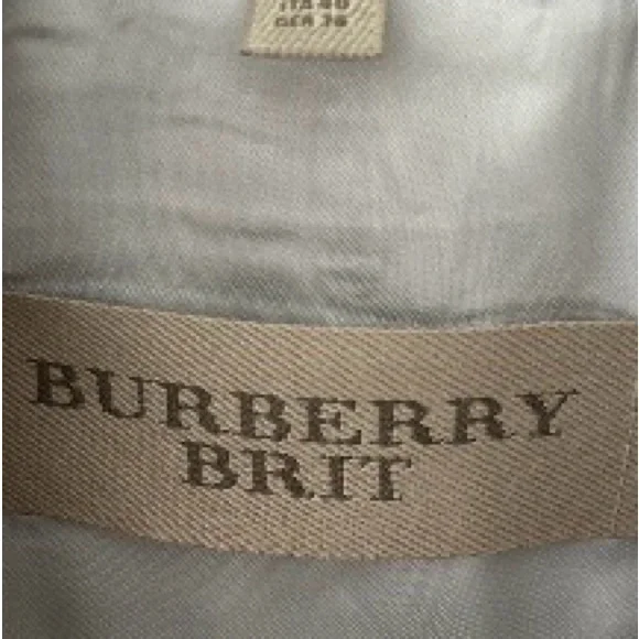 Burberry Light Gray Plaid Double-Breasted Pea Coat - Picture 4 of 4